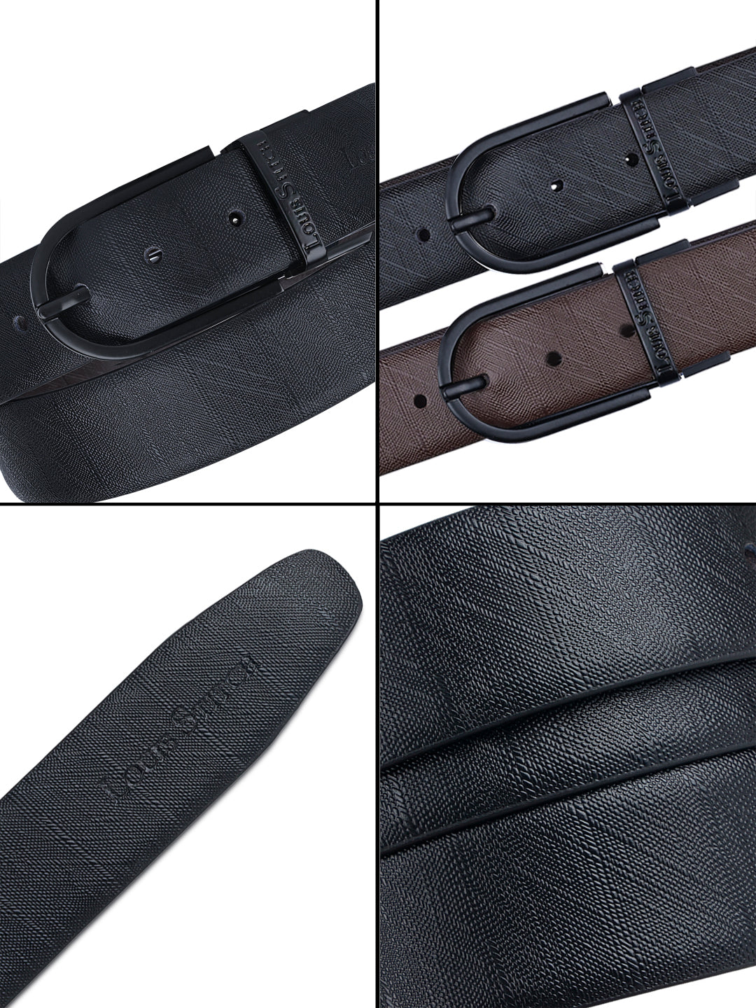 Men's Black & Brown Formal Italian Leather Reversible Belt For Men