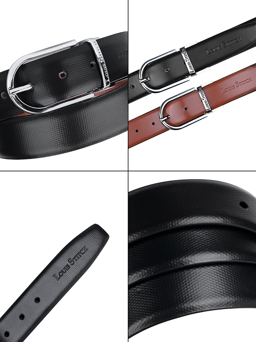 Men's Black & Brown Formal Italian Leather Reversible Belt For Men