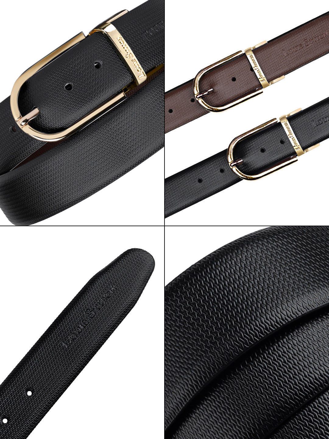 Men's Black & Brown Formal Italian Leather Reversible Belt For Men