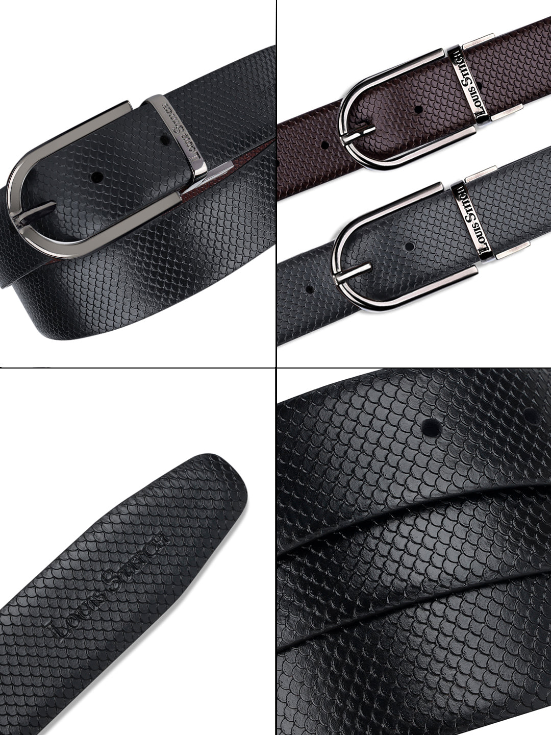 Men's Black & Brown Formal Italian Leather Reversible Belt For Men