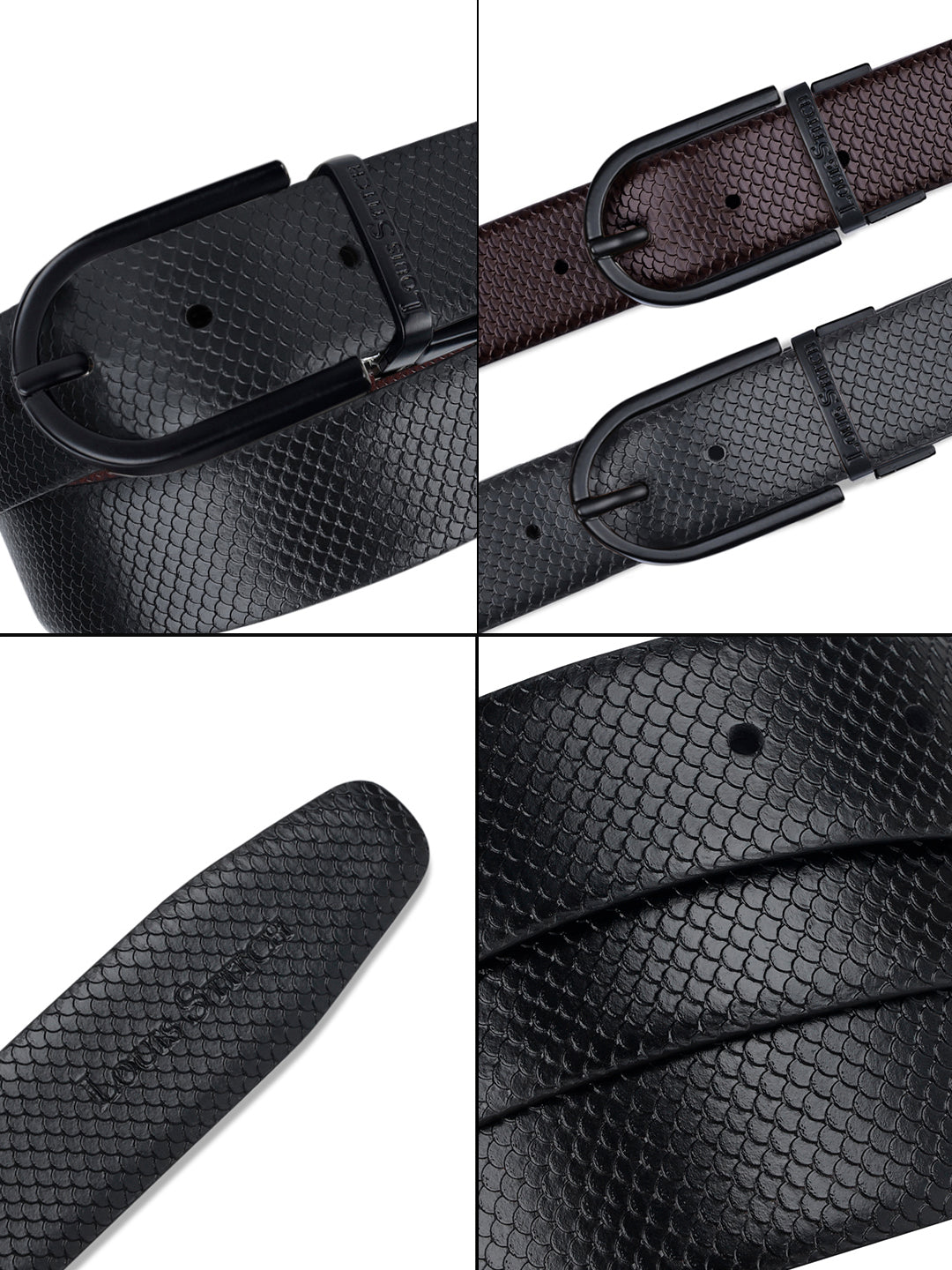 Men's Black & Brown Formal Italian Leather Reversible Belt For Men