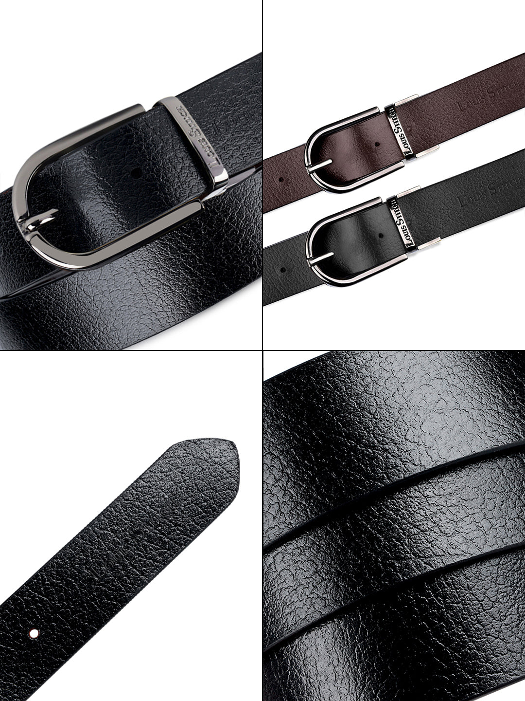 Men's Black & Brown Formal Italian Leather Reversible Belt For Men