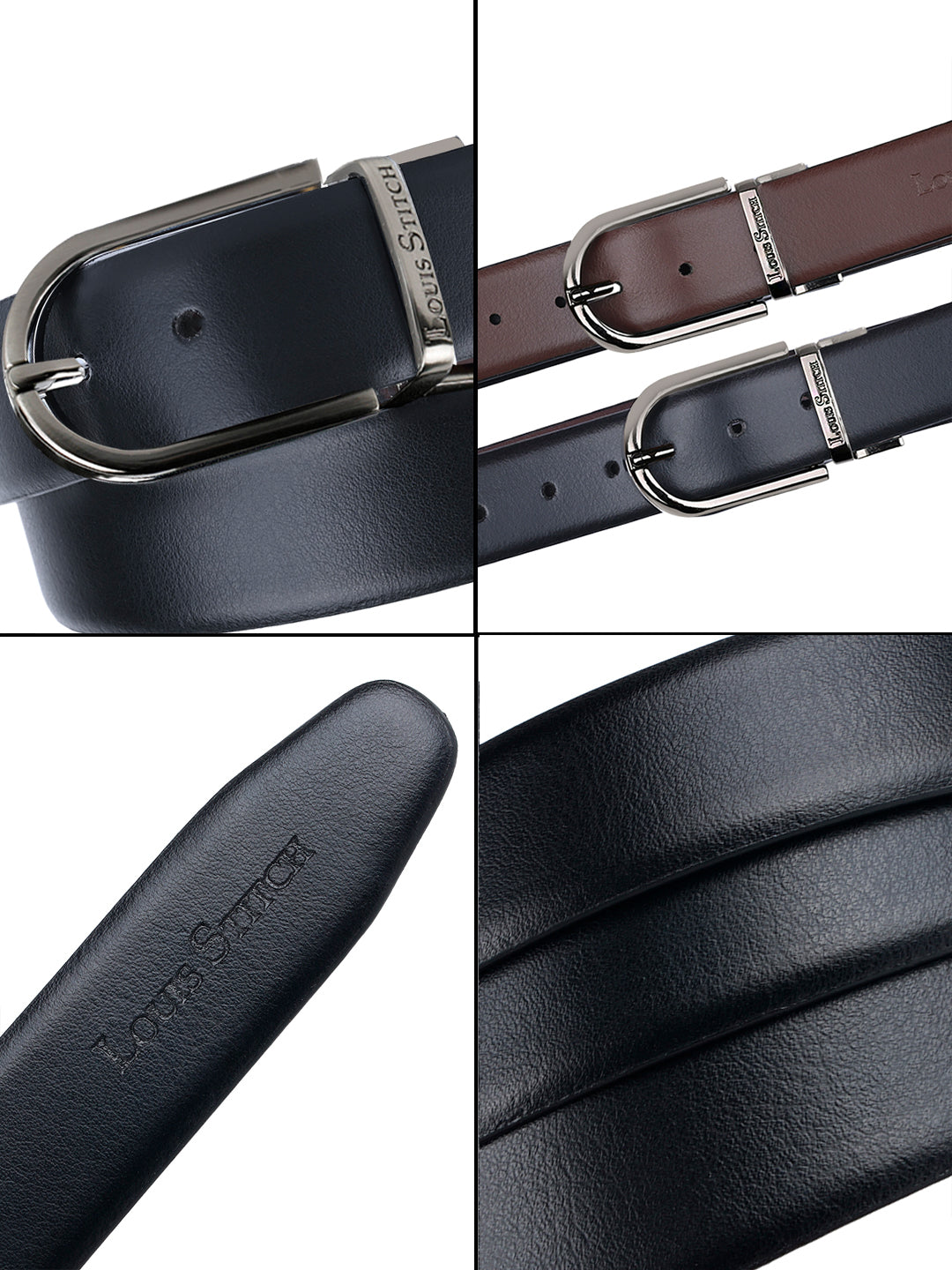 Men's Black & Brown Formal Italian Leather Reversible Belt For Men