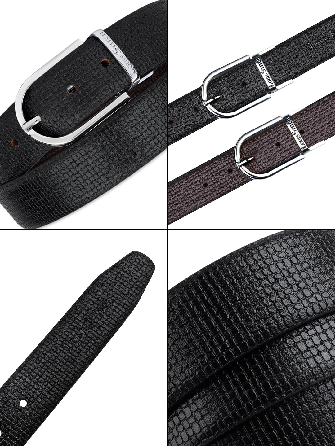 Men's Black & Brown Formal Italian Leather Reversible Belt For Men