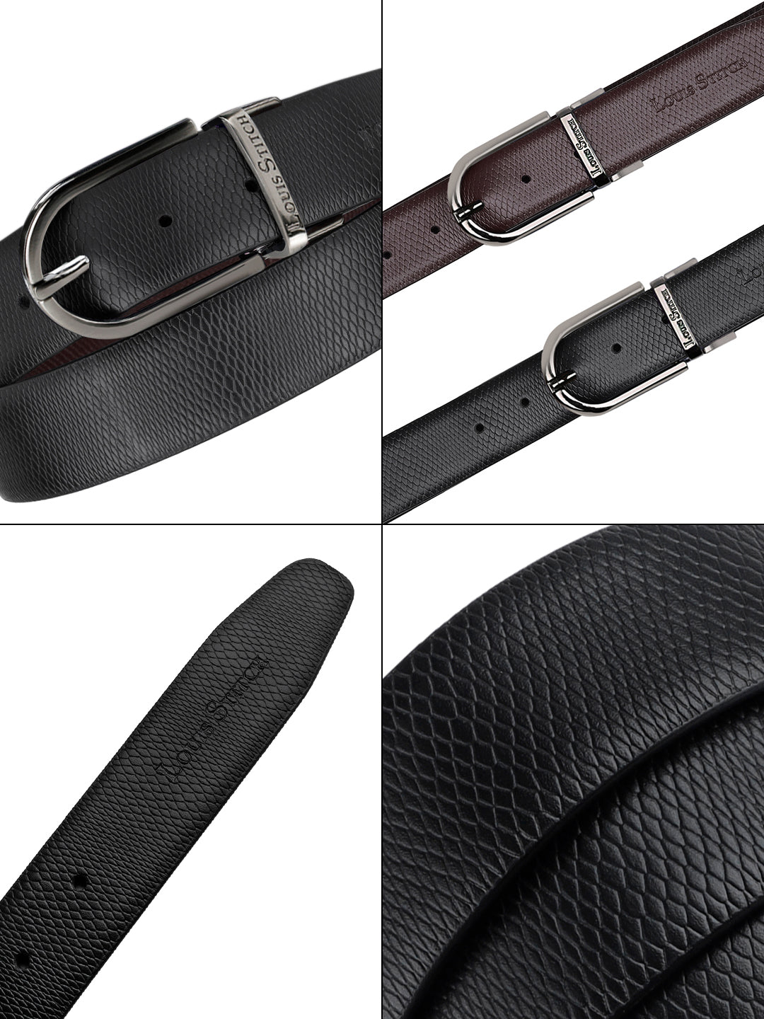 Men's Black & Brown Formal Italian Leather Reversible Belt For Men