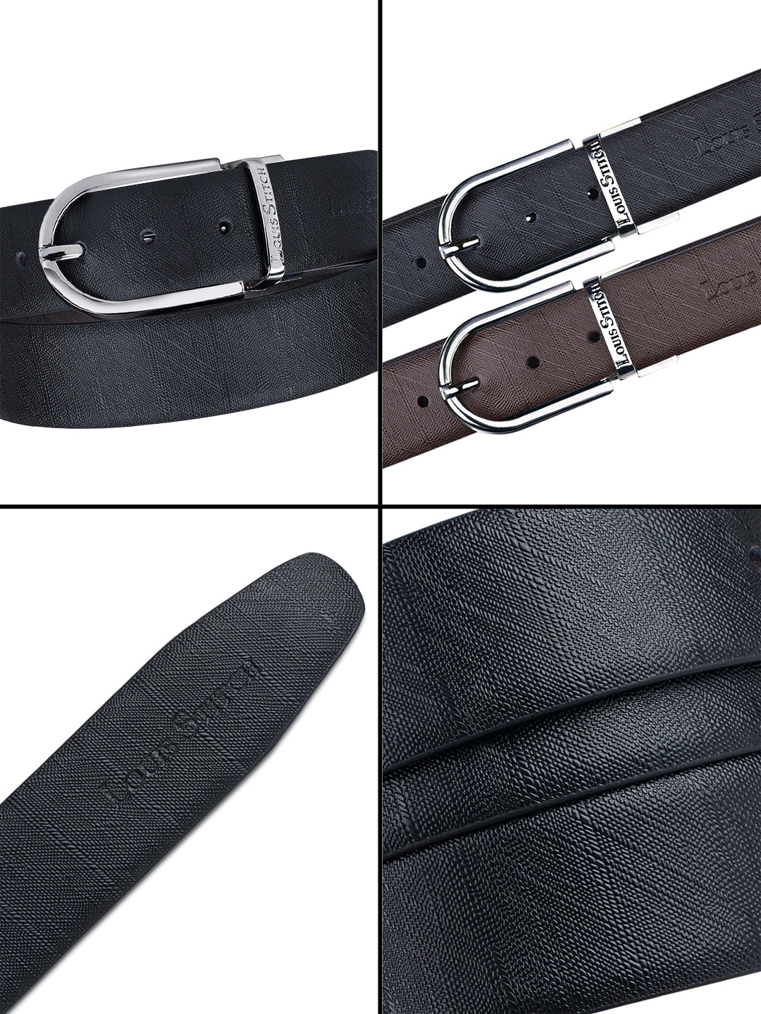 Men's Black & Brown Formal Italian Leather Reversible Belt For Men