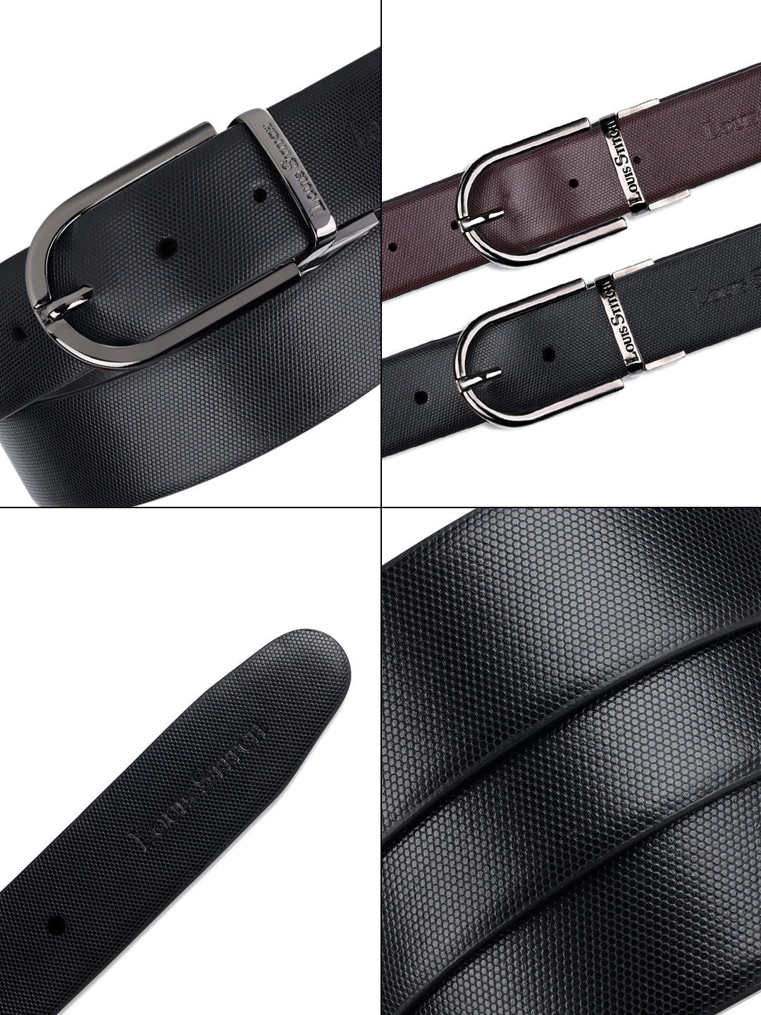 Men's Black & Brown Formal Italian Leather Reversible Belt For Men