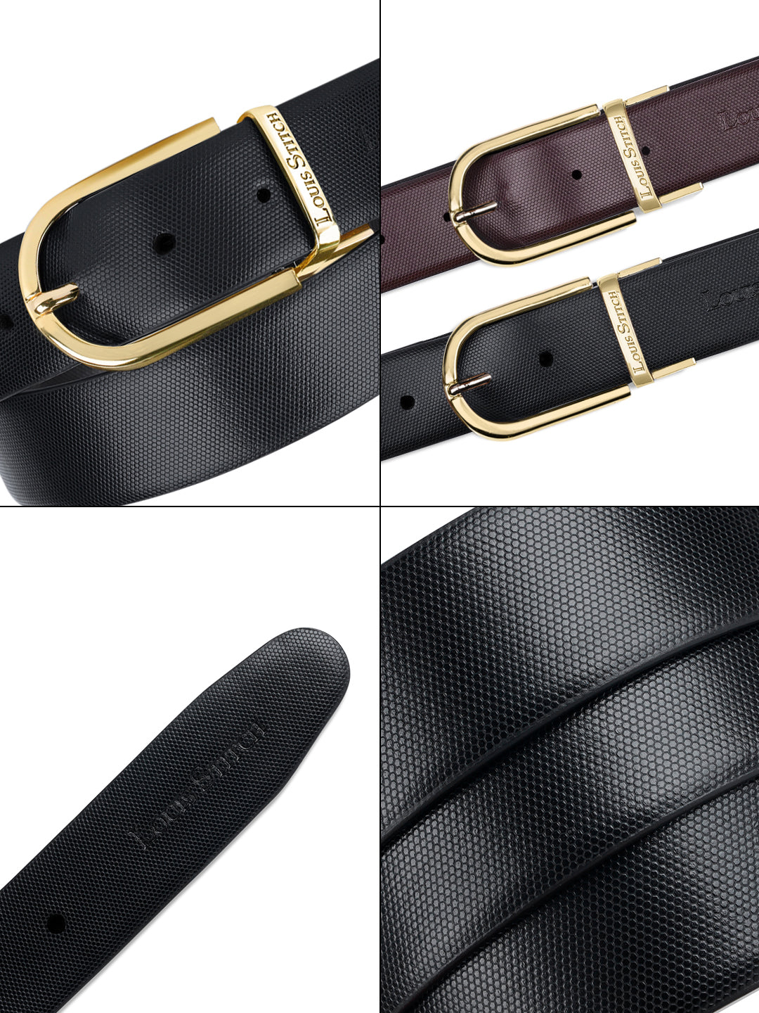 Men's Black & Brown Formal Italian Leather Reversible Belt For Men