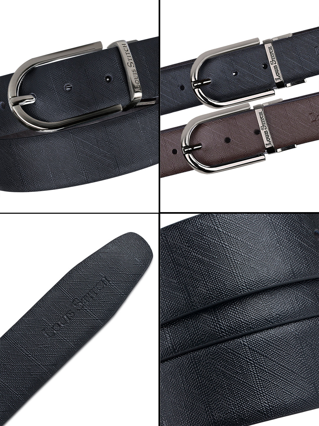 Men's Black & Brown Formal Italian Leather Reversible Belt For Men