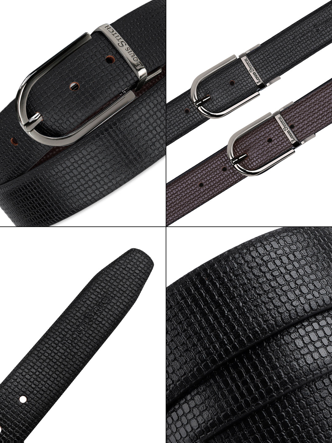 Men's Black & Brown Formal Italian Leather Reversible Belt For Men