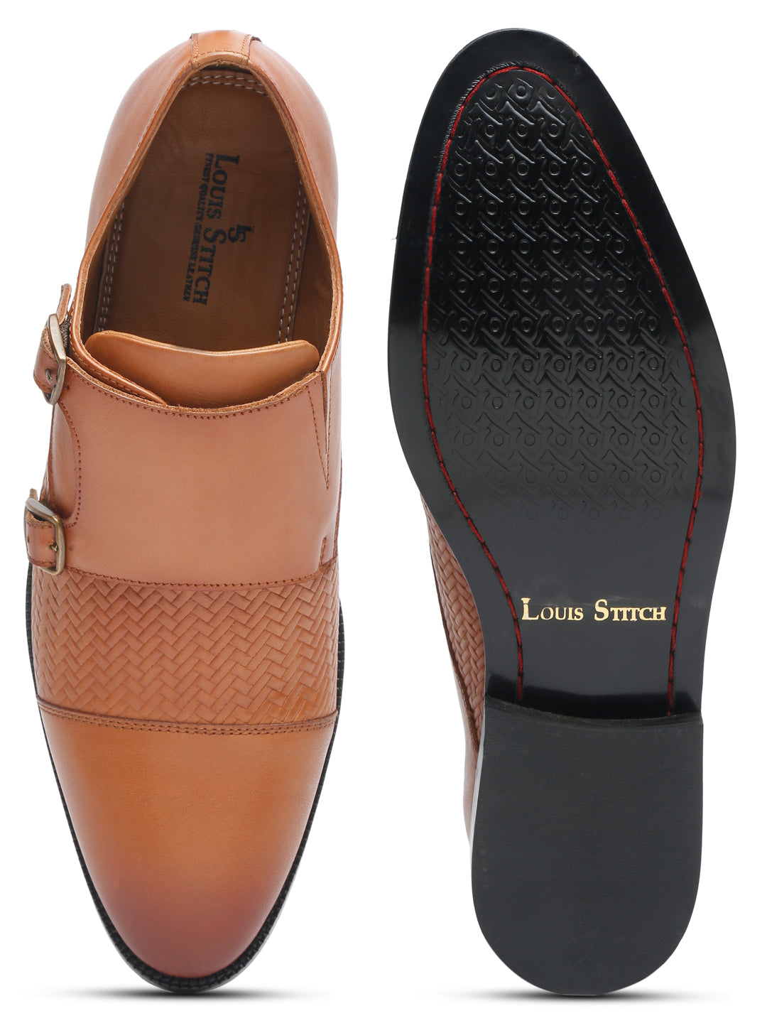 Handmade Premium Italian Leather Weaved Double Monks