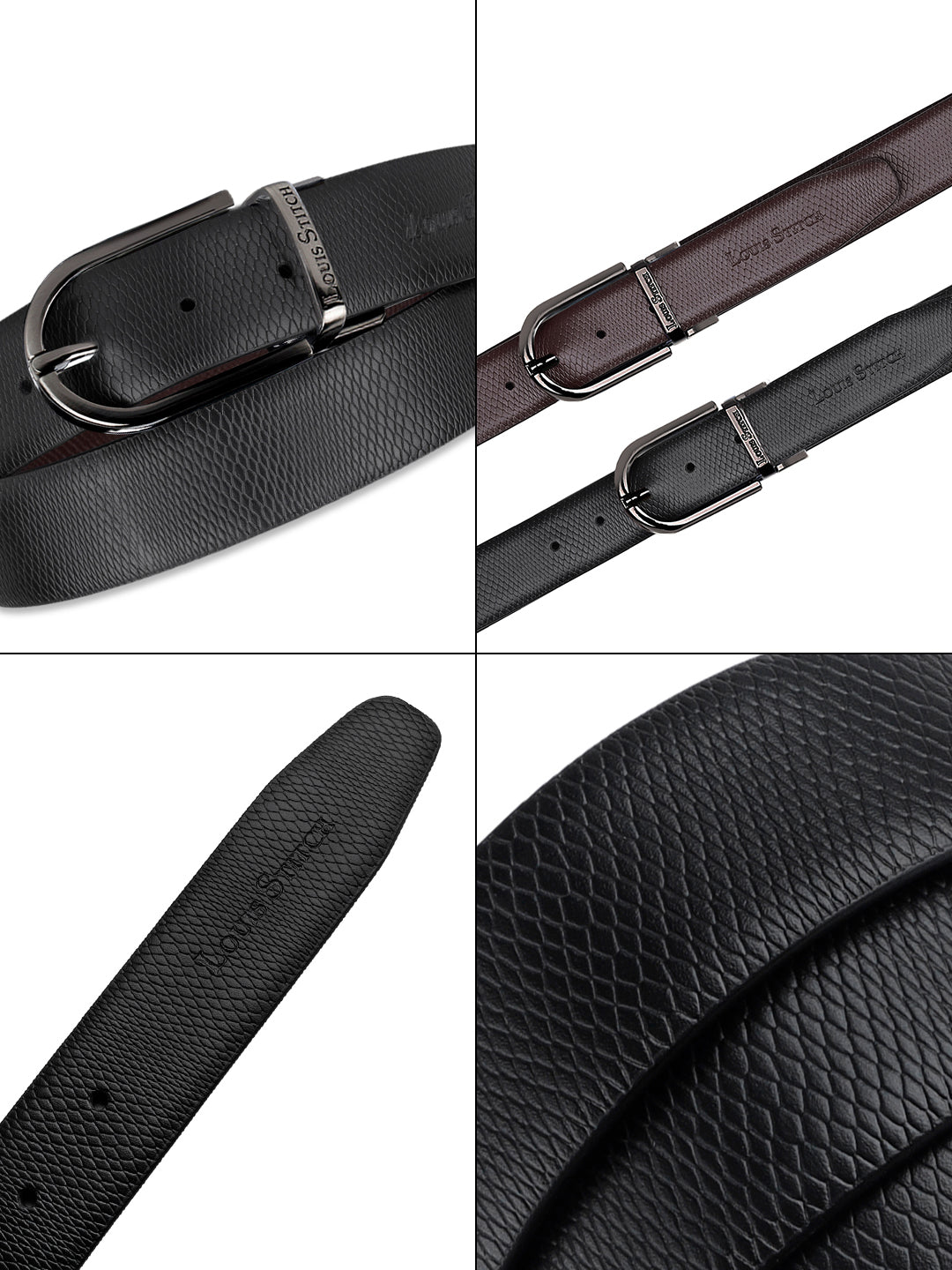 Men's Black & Brown Formal Italian Leather Reversible Belt For Men