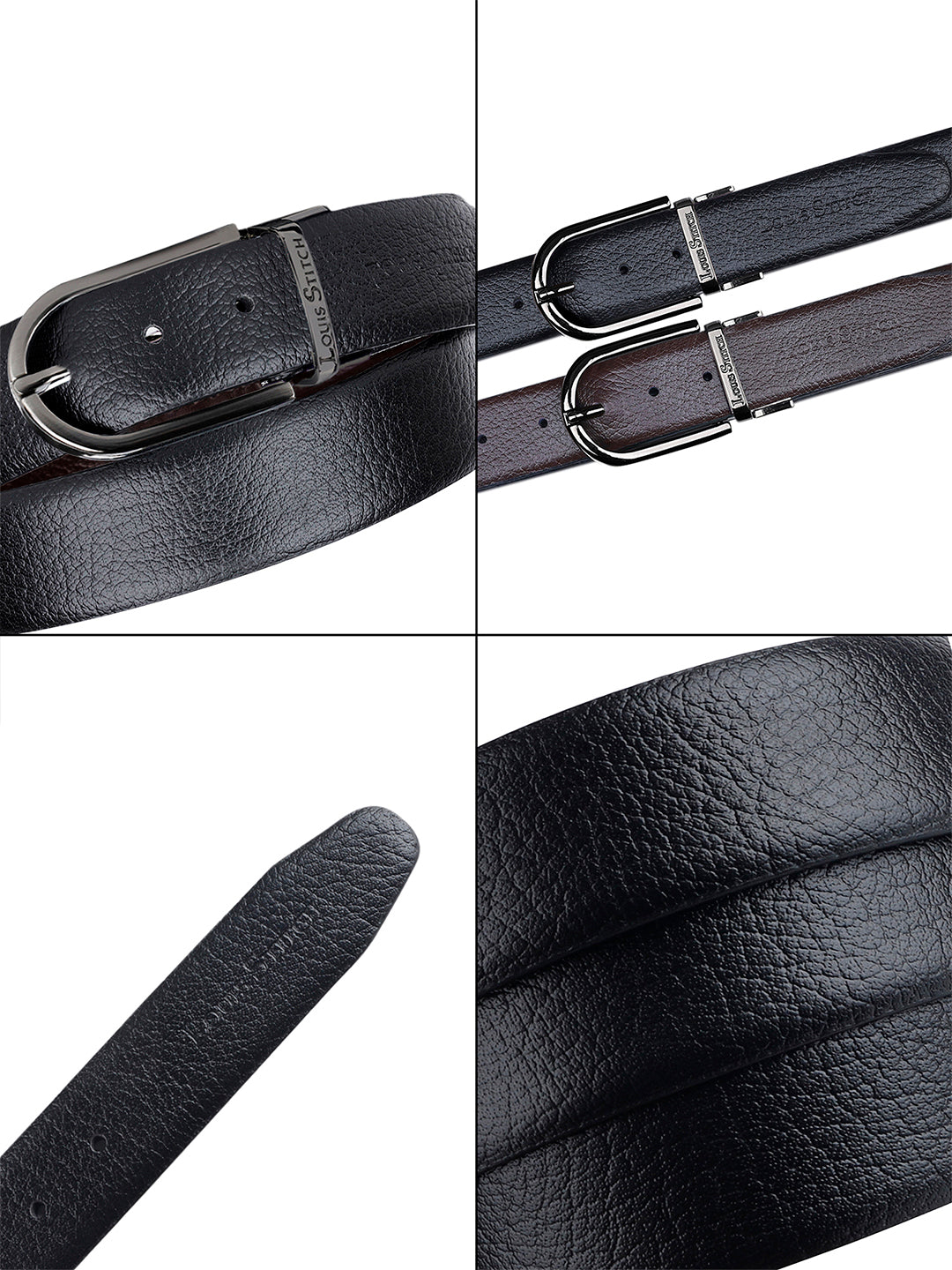 Men's Black & Brown Formal Italian Leather Reversible Belt For Men