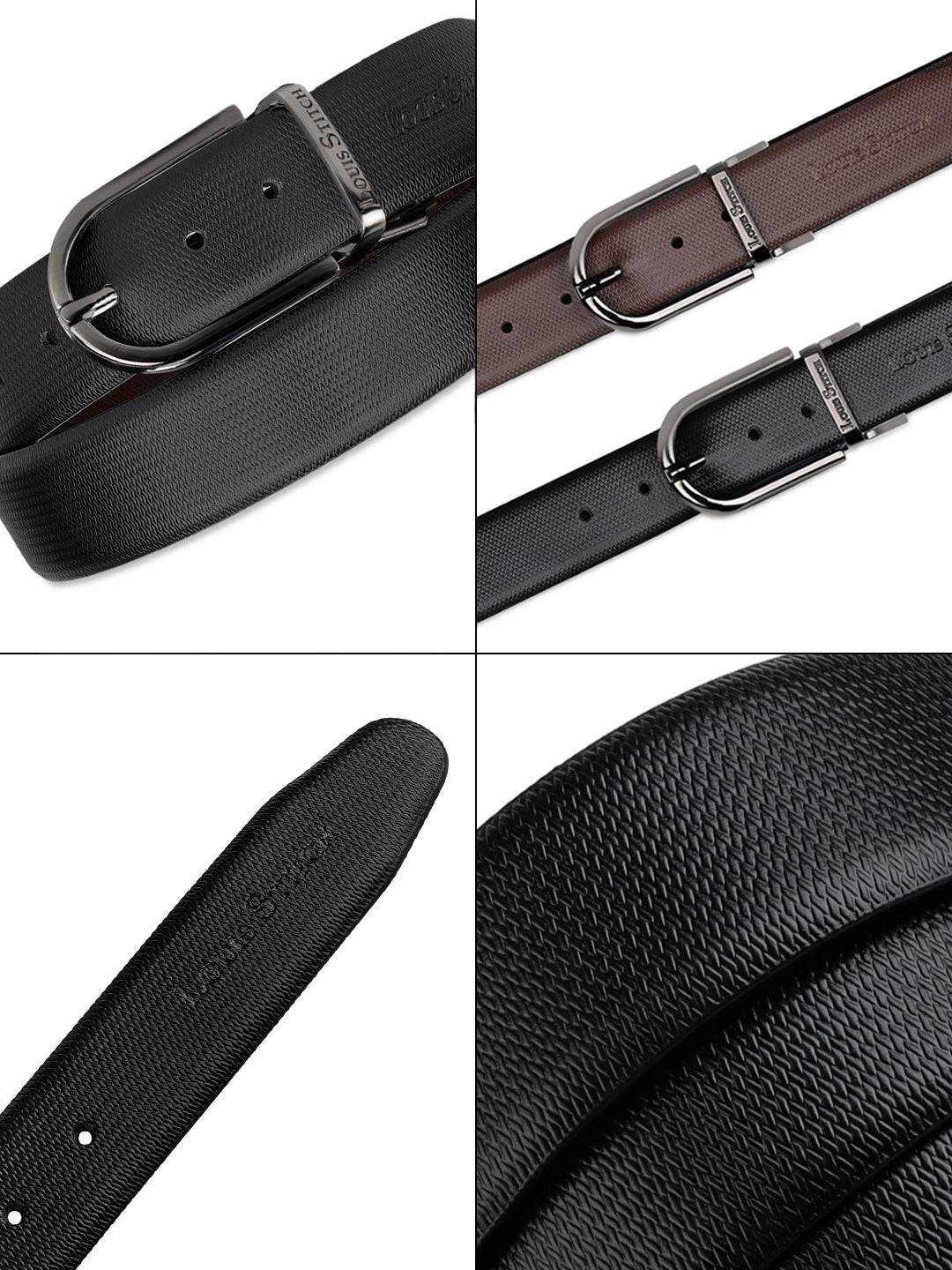 Men's Black & Brown Formal Italian Leather Reversible Belt For Men