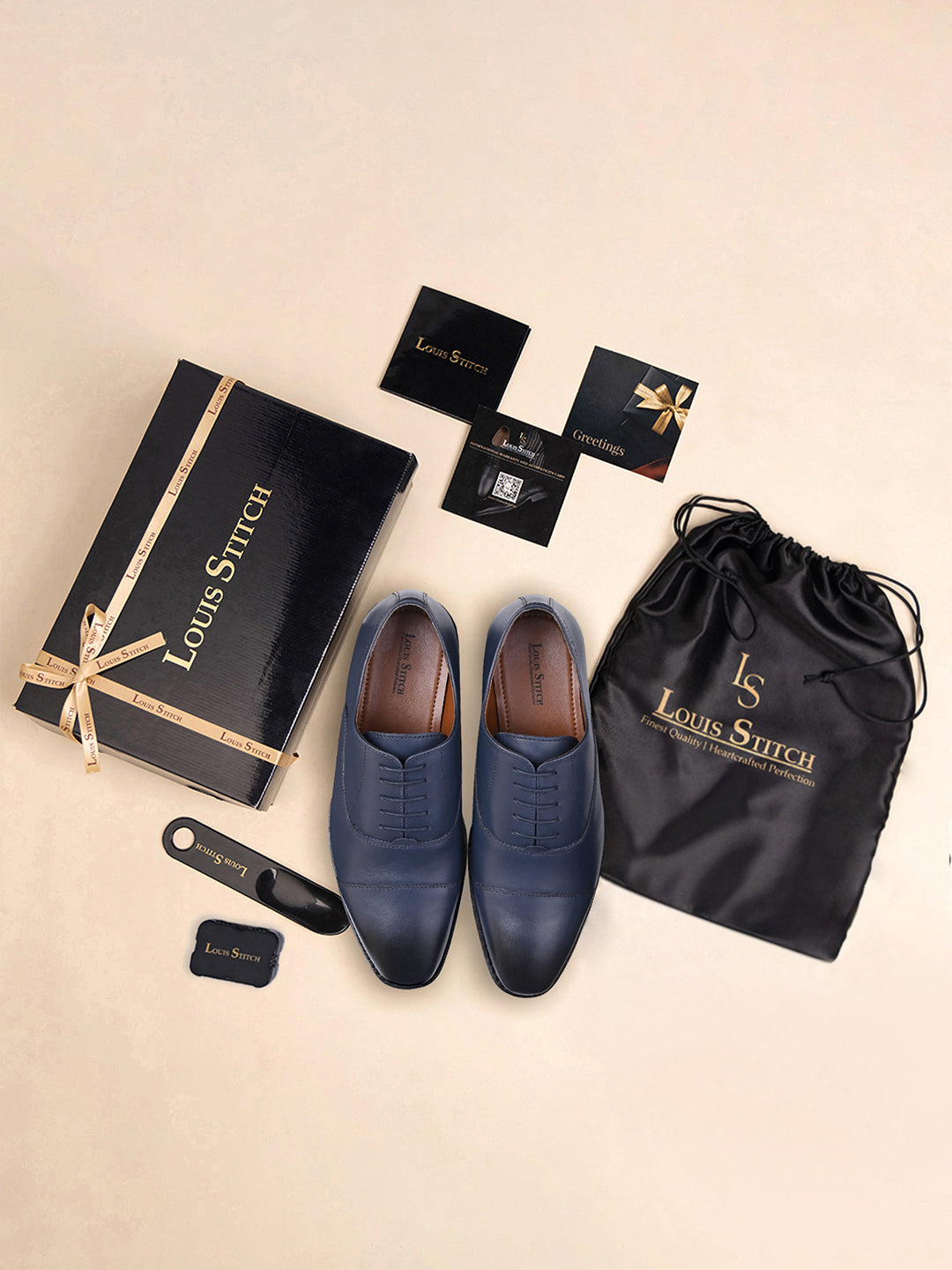 Italian Leather Derby Prussian Blue Shoes for Men