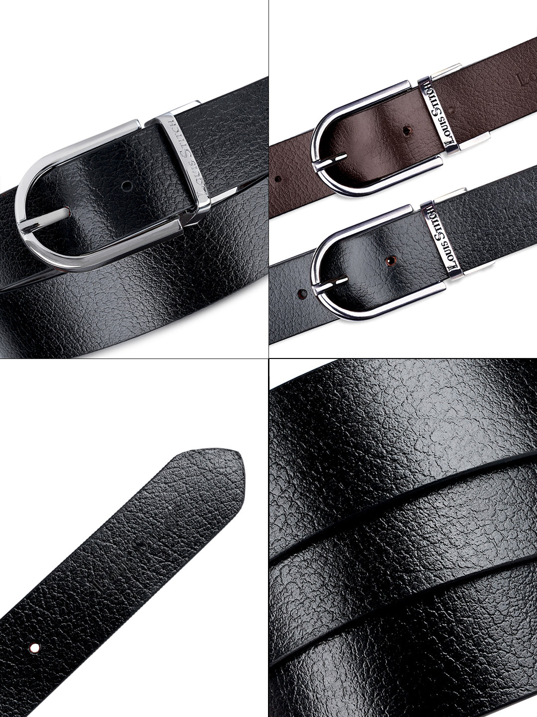 Men's Black & Brown Formal Italian Leather Reversible Belt For Men