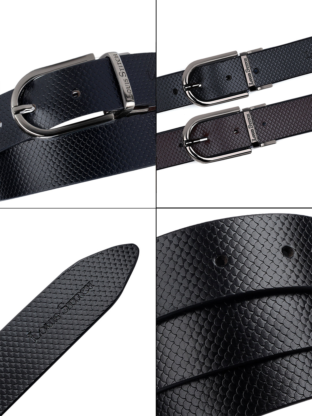 Men's Black & Brown Formal Italian Leather Reversible Belt For Men