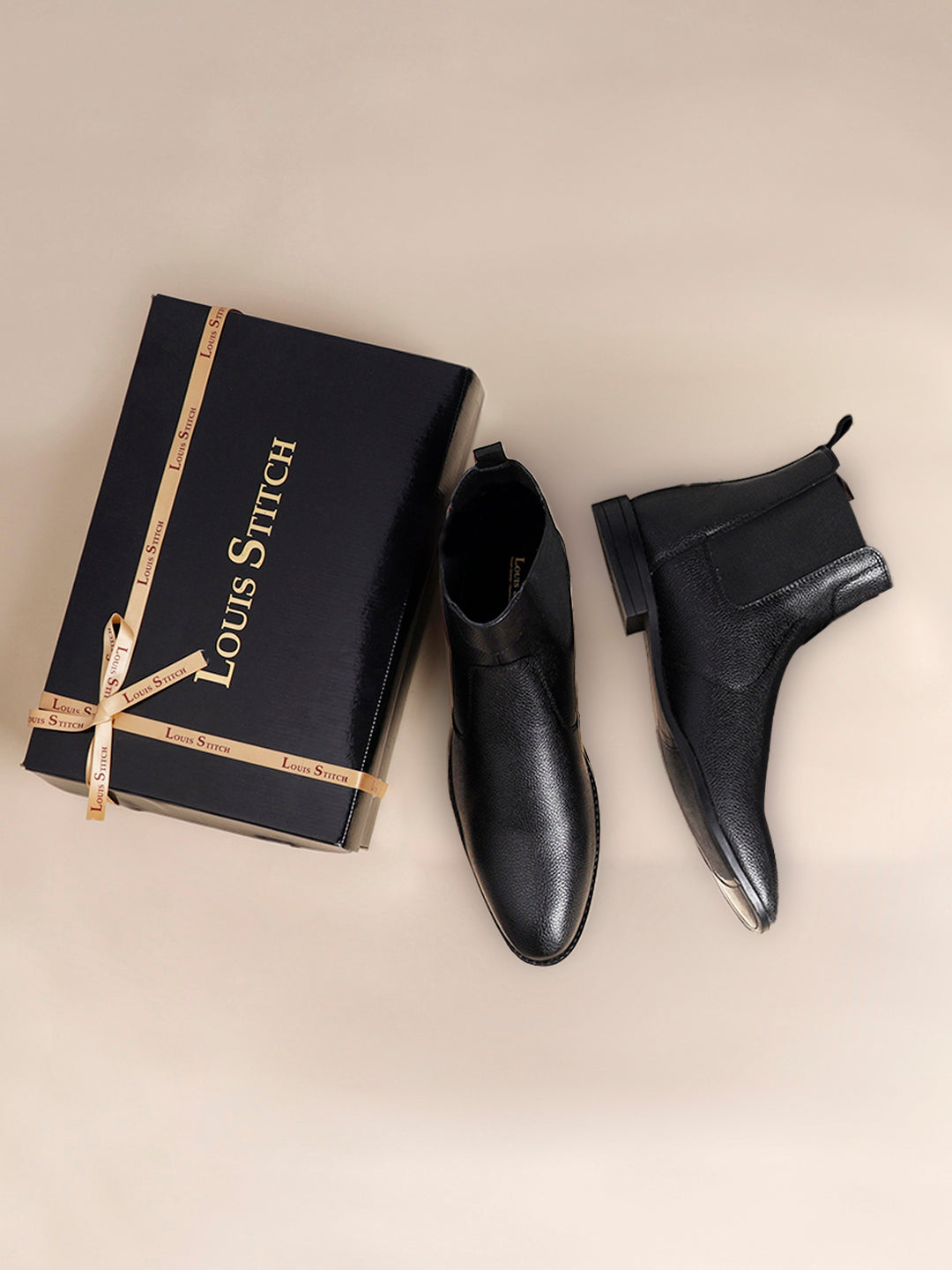 Obsidian Black Handcrafted Chelsea Milled Boots for Men