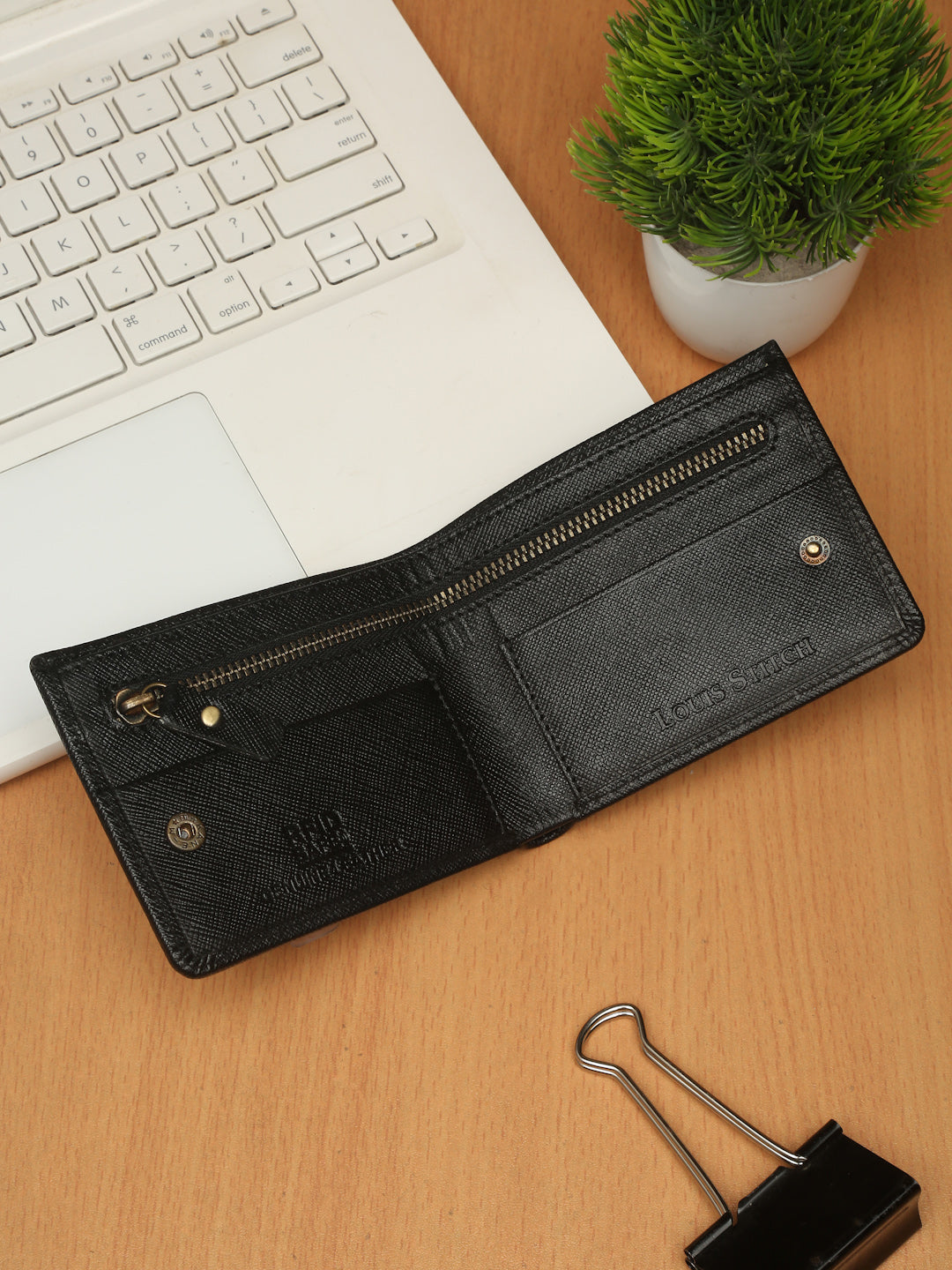 Jet Black Italian Saffiano Leather Wallet