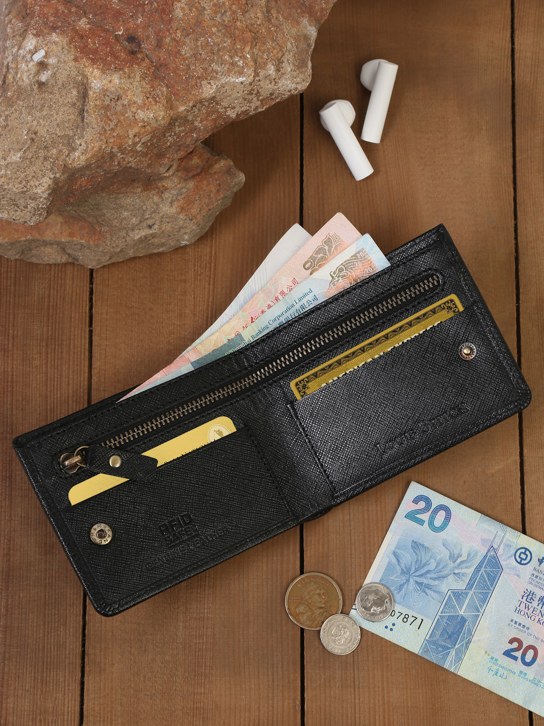 Jet Black Italian Saffiano Leather Wallet