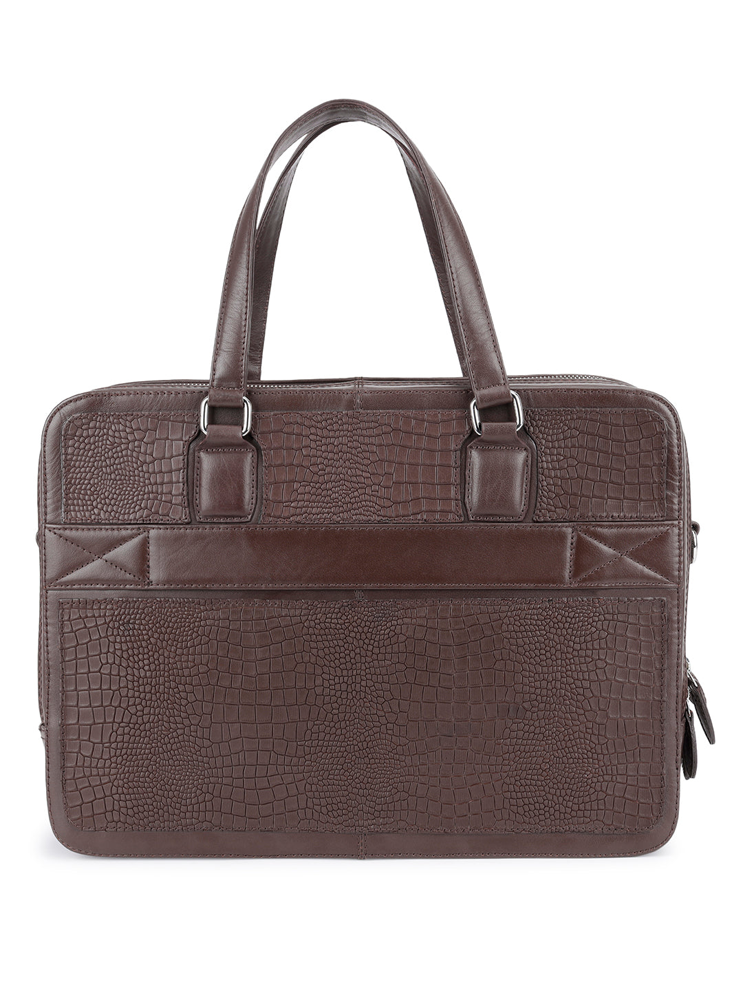 Men's Brown Italian Leather Laptop Bag with Shoulder Strap