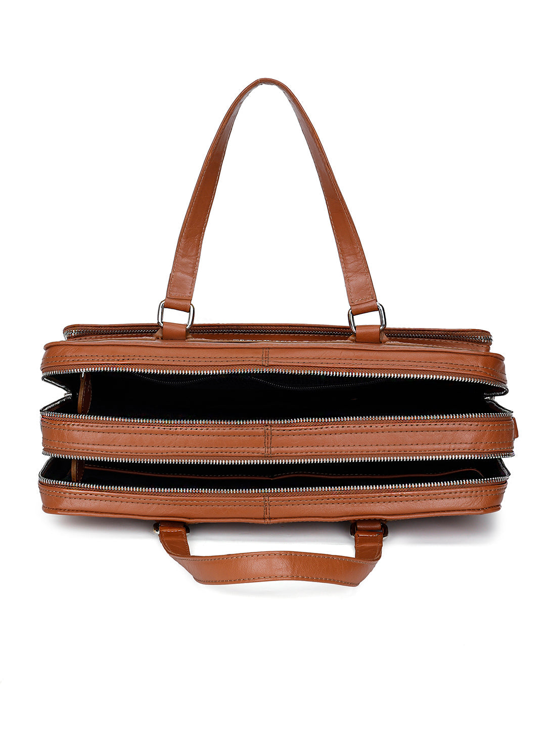 Men's Tan Italian Leather Laptop Bag with Shoulder Strap