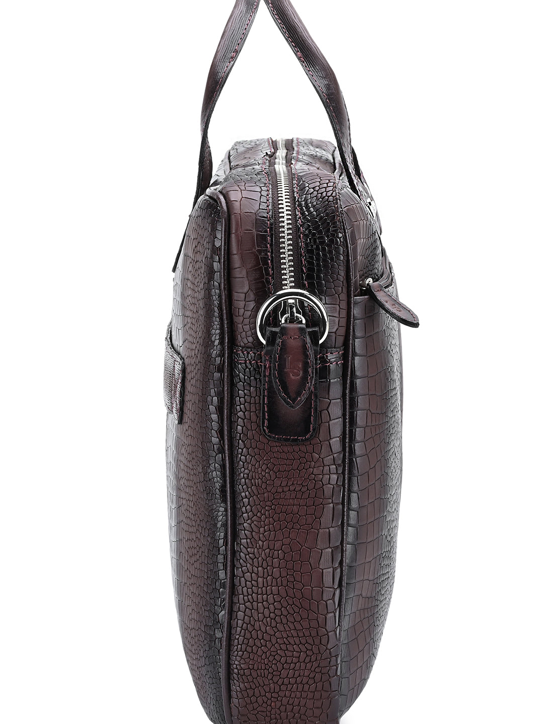 Men's Brown Italian Leather Dual Tone Laptop Bag with Shoulder Strap