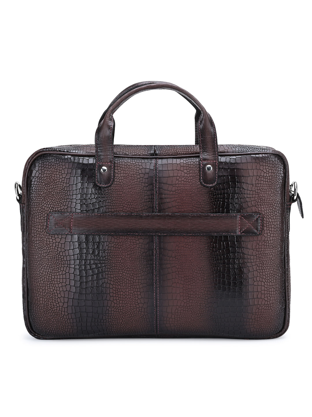 Men's Brown Italian Leather Dual Tone Laptop Bag with Shoulder Strap