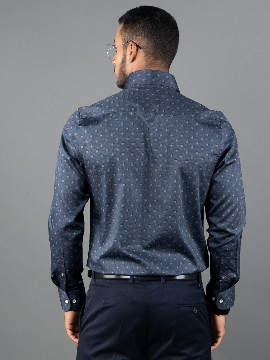 Men's Regular Fit Floral Blue Formal Shirt