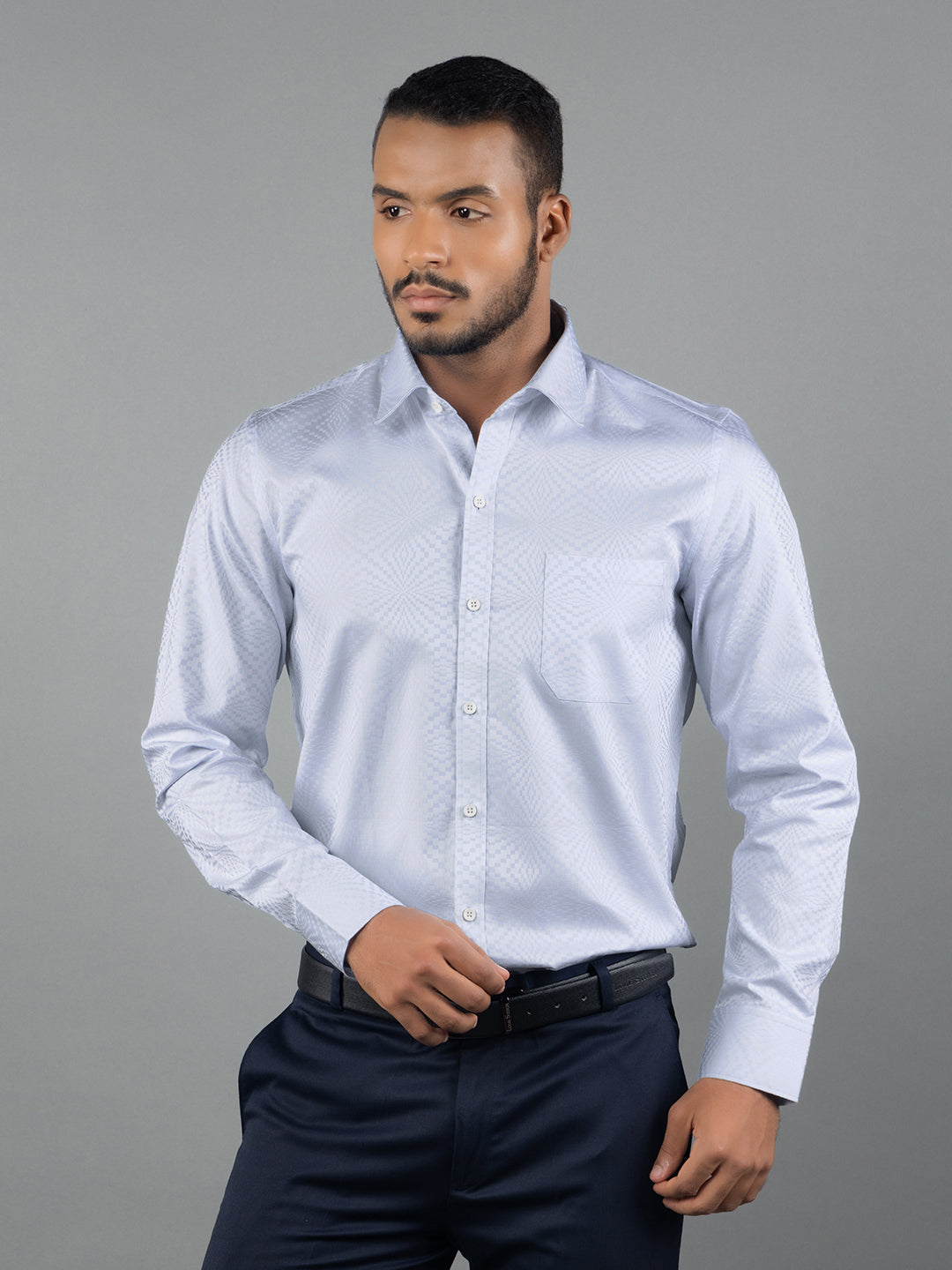 Men's Regular Fit Abstract Blue Formal Shirt