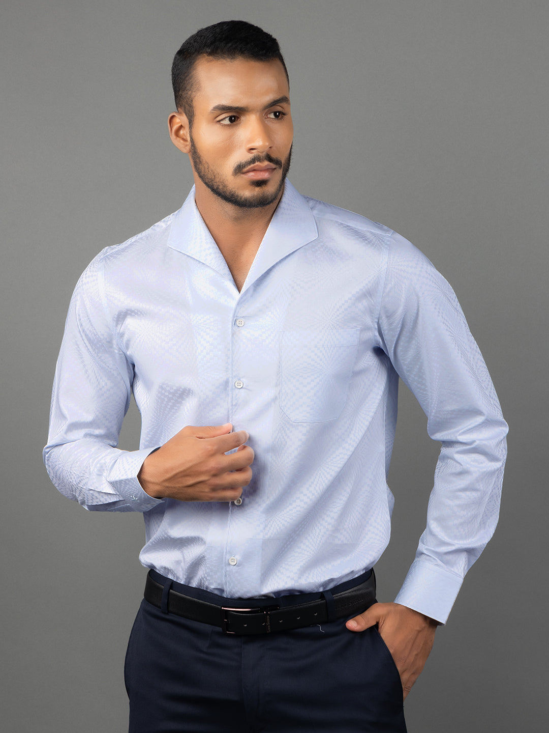 Men's Regular Fit Abstract Blue Formal Shirt