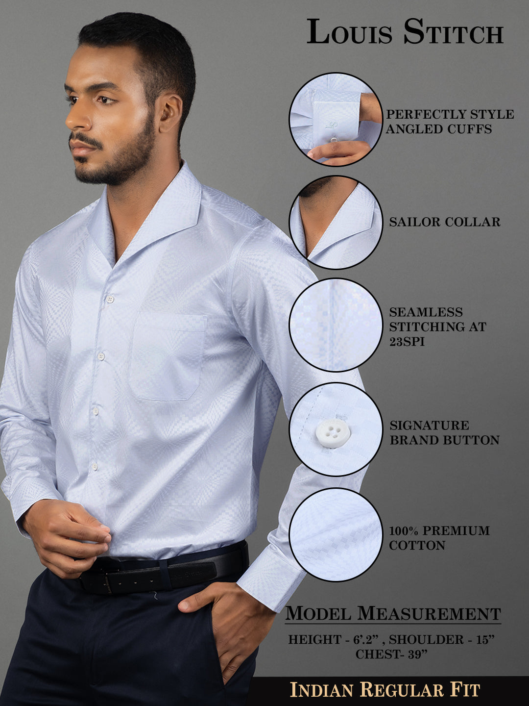 Men's Regular Fit Abstract Blue Formal Shirt