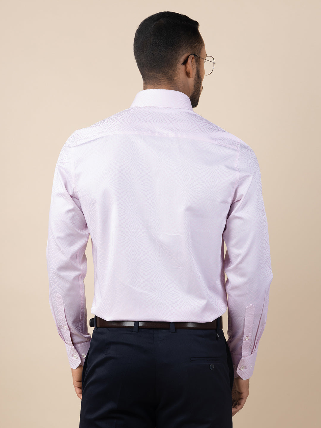 Men's Regular Fit Abstract Pink Formal Shirt