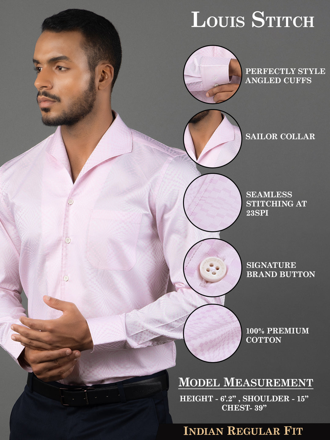 Men's Regular Fit Abstract Pink Formal Shirt