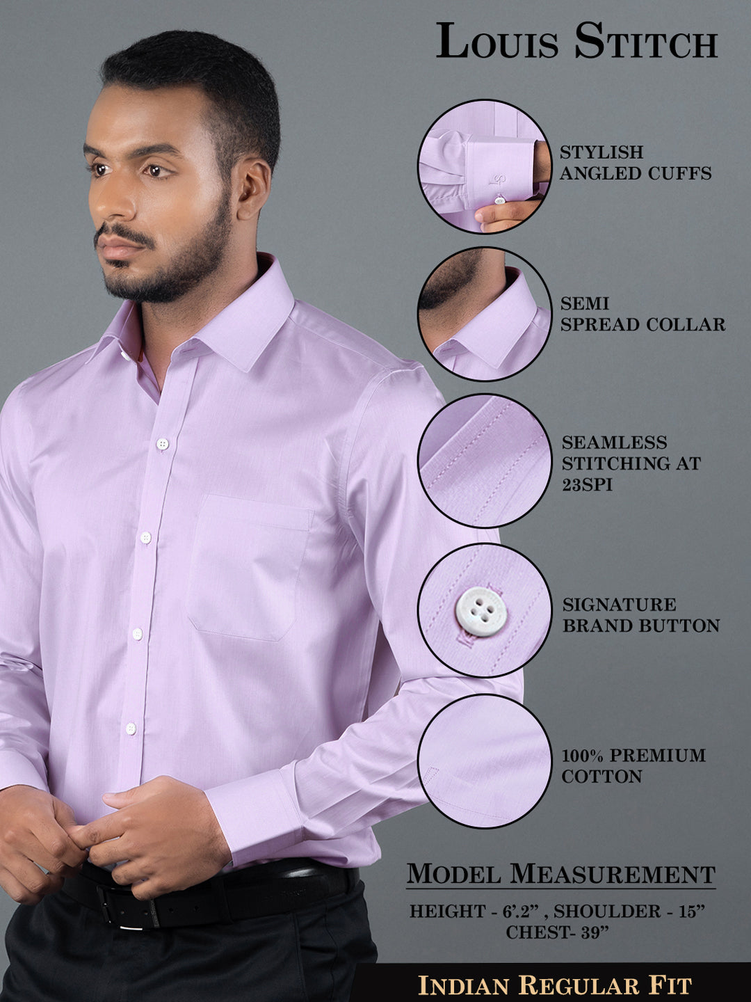 Men's Regular Fit Solid Purple Formal Shirt