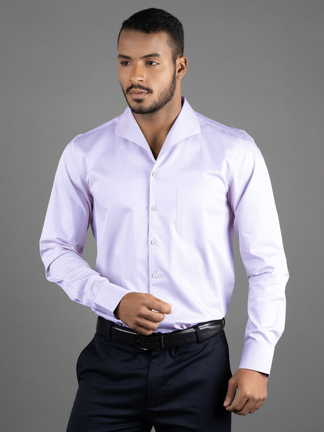 Men's Regular Fit Solid Purple Formal Shirt