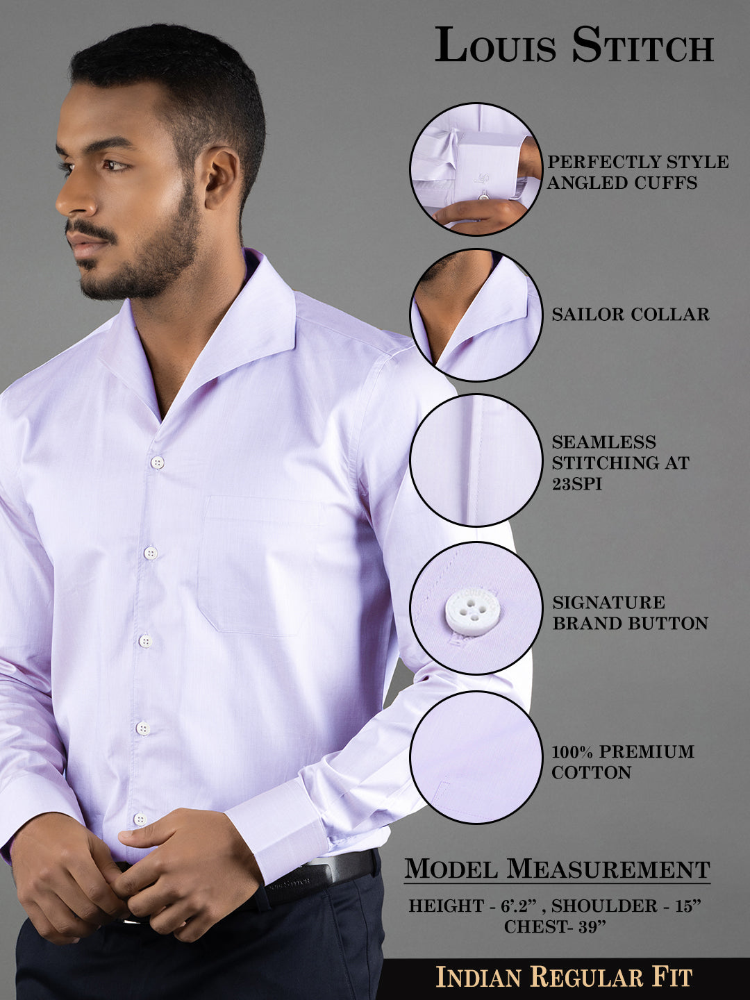 Men's Regular Fit Solid Purple Formal Shirt