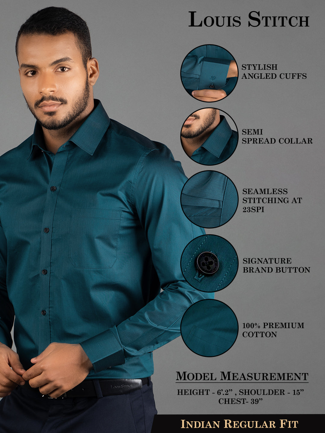 Men's Regular Fit Solid Green Formal Shirt