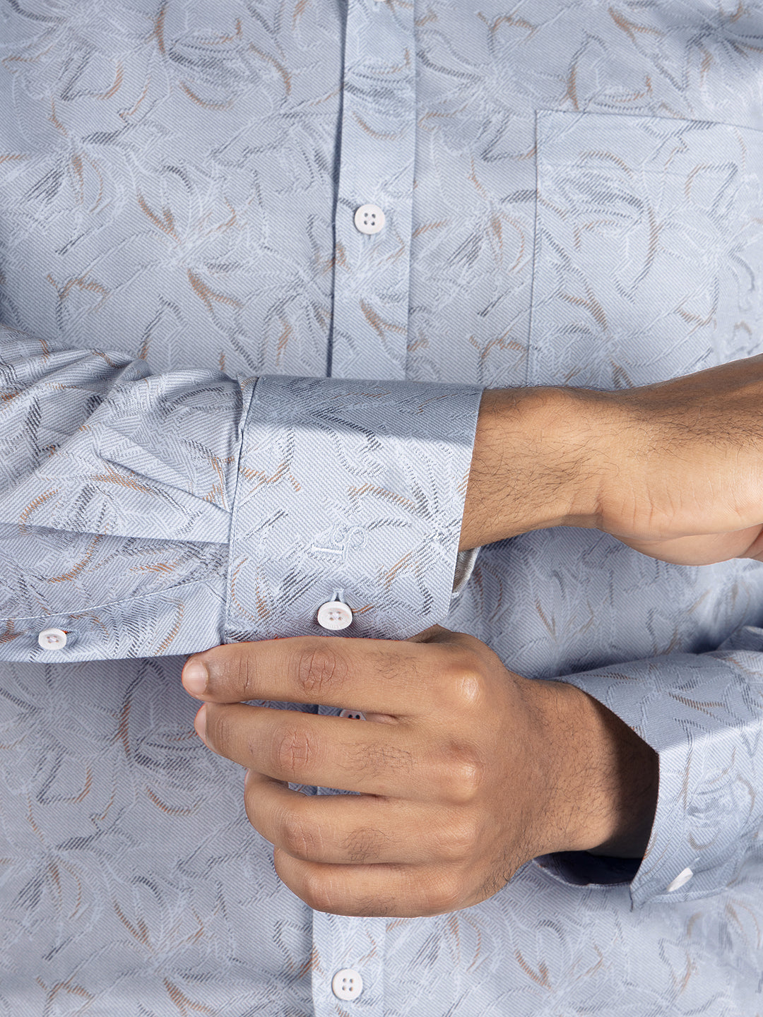 Men's Regular Fit Floral Blue Formal Shirt