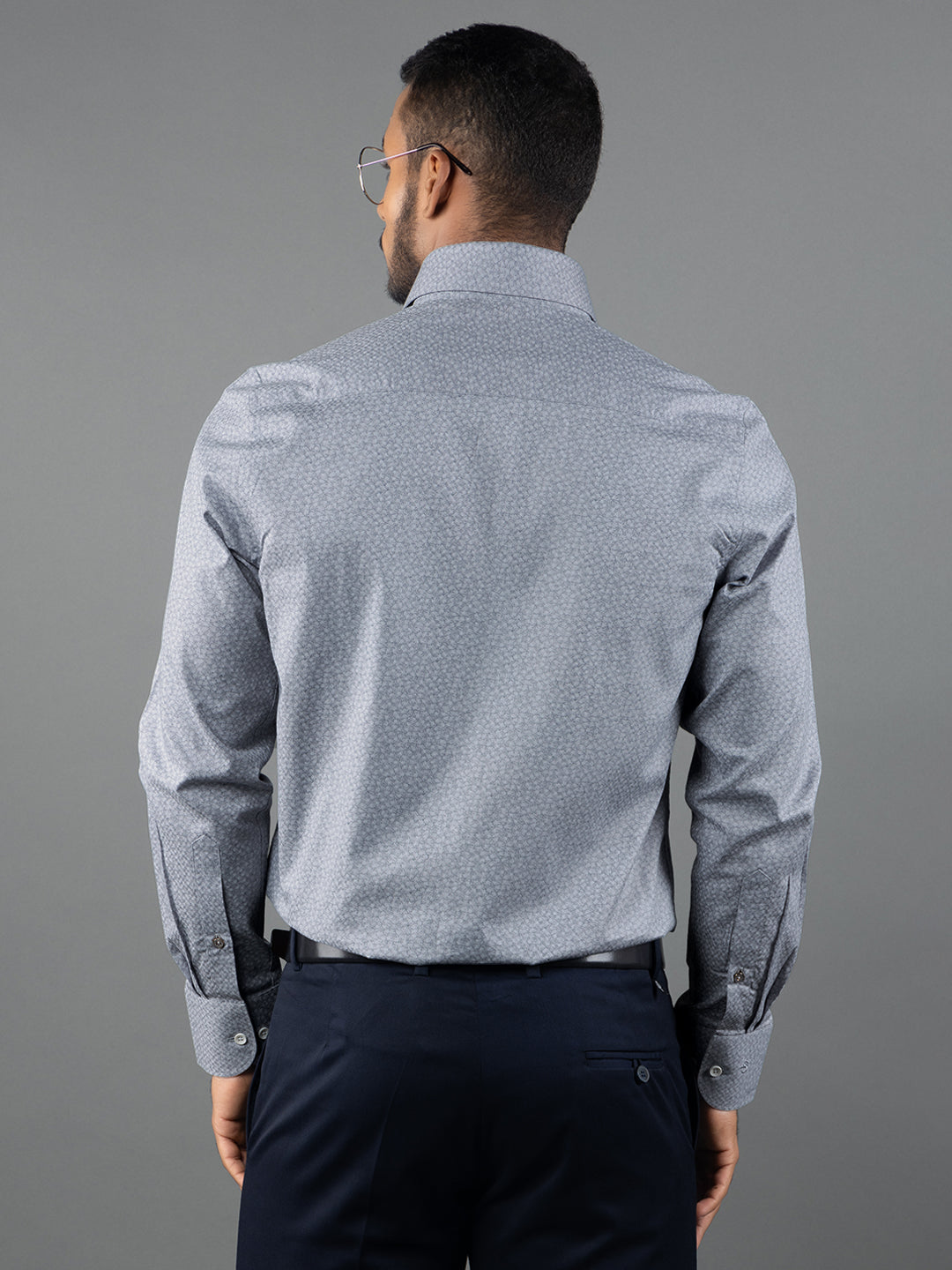 Men's Regular Fit Floral Grey Formal Shirt