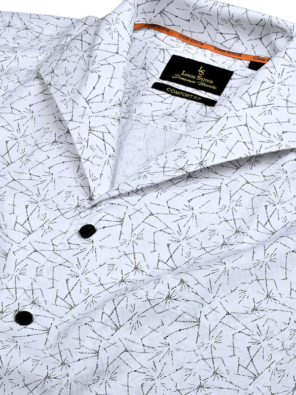 Men's Regular Fit Abstract White Formal Shirt