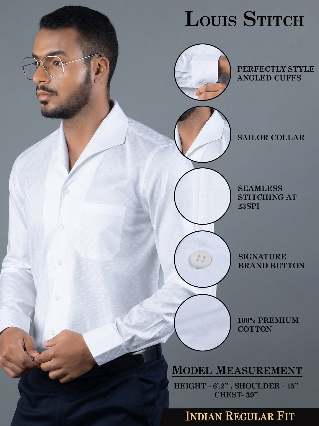 Men's Regular Fit Textured White Formal Shirt