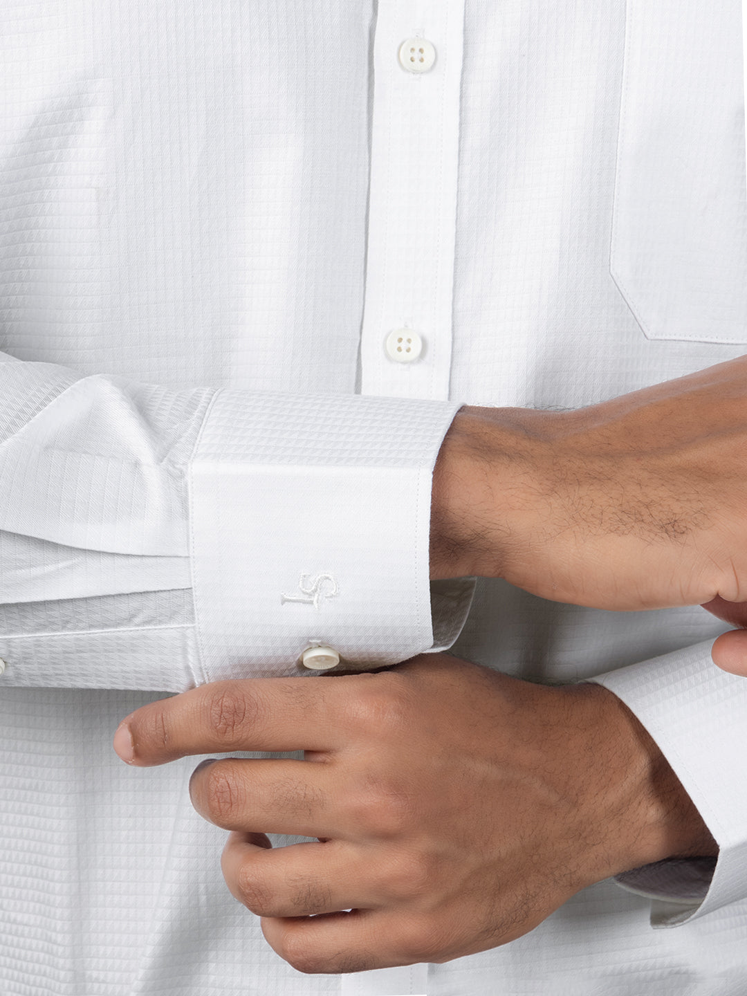 Men's Regular Fit Textured White Formal Shirt