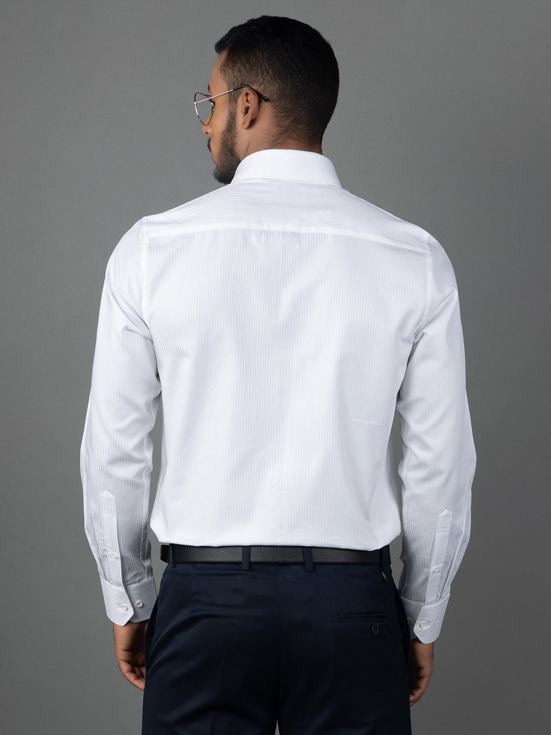 Men's Regular Fit Stripes White Formal Shirt