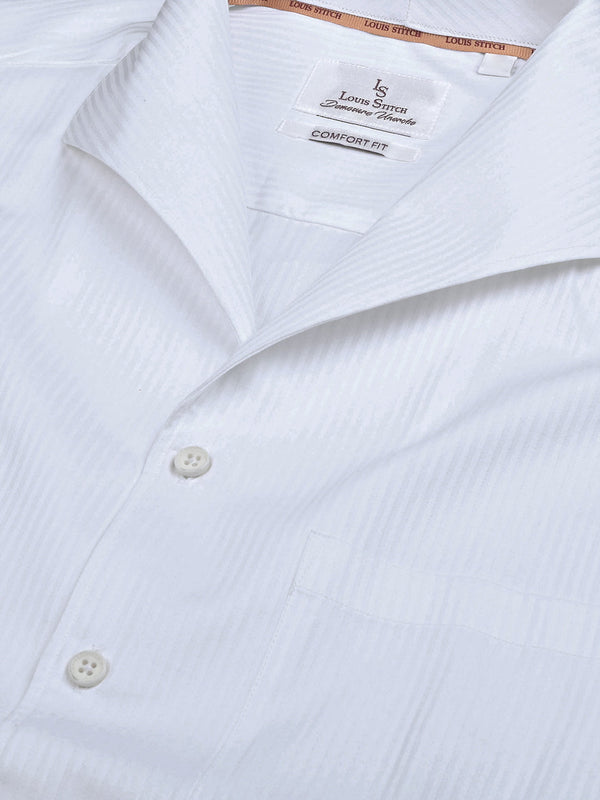 Men's Regular Fit Stripes White Formal Shirt