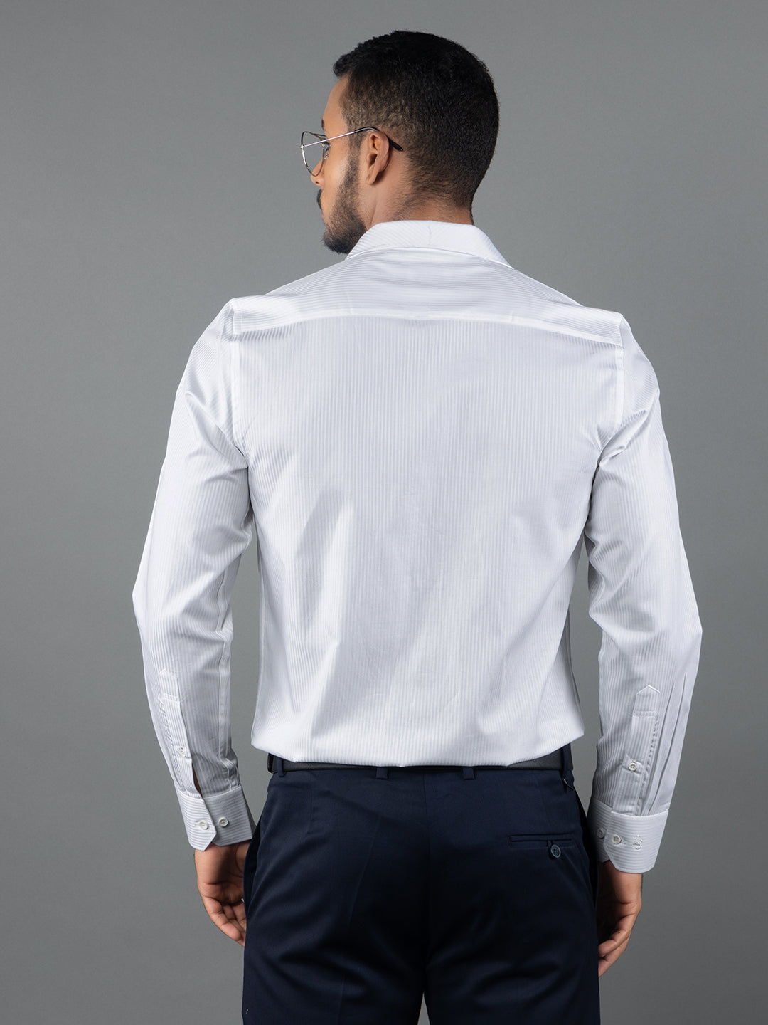 Men's Regular Fit Stripes White Formal Shirt