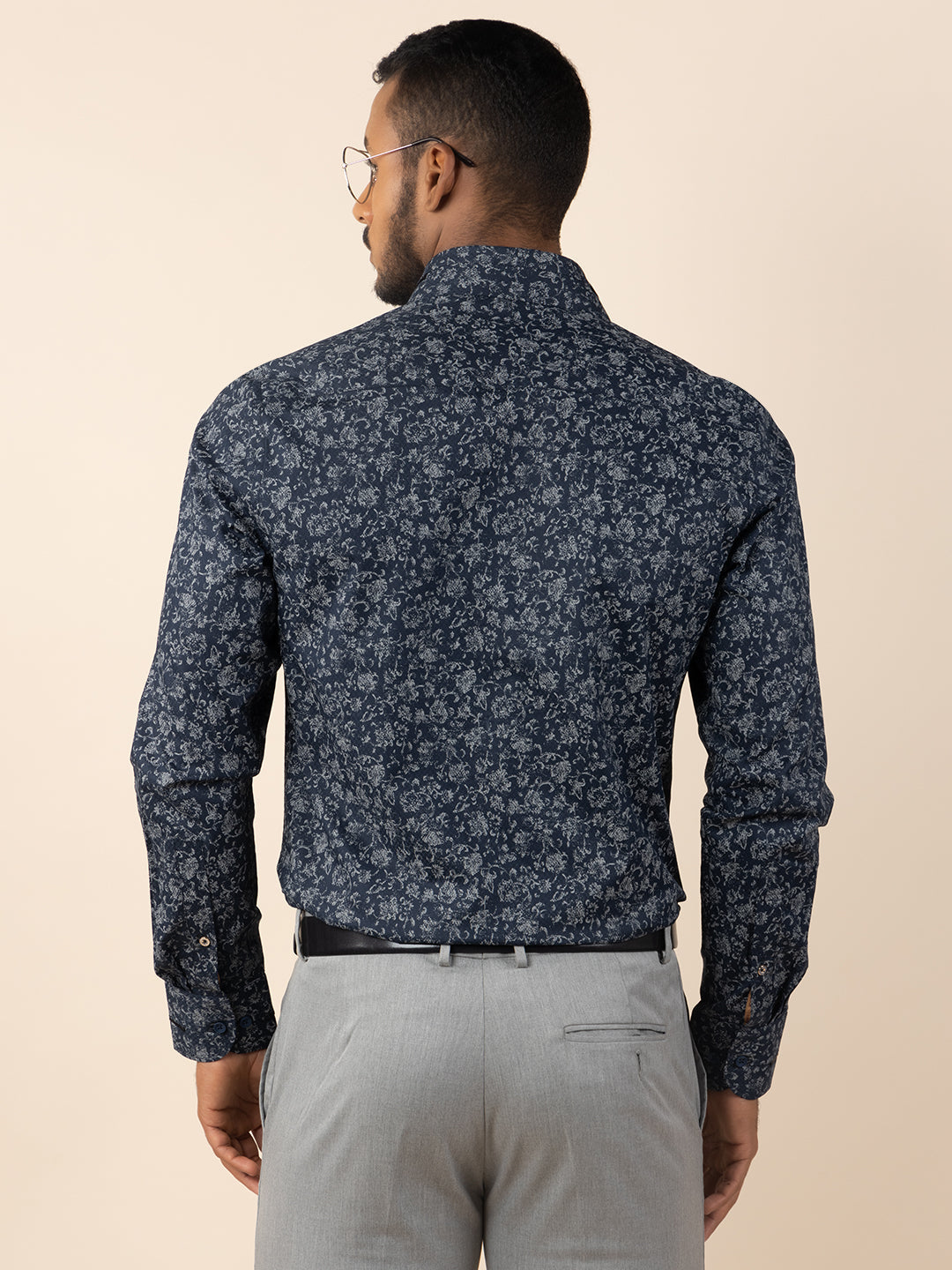 Men's Regular Fit Abstract Blue Formal Shirt