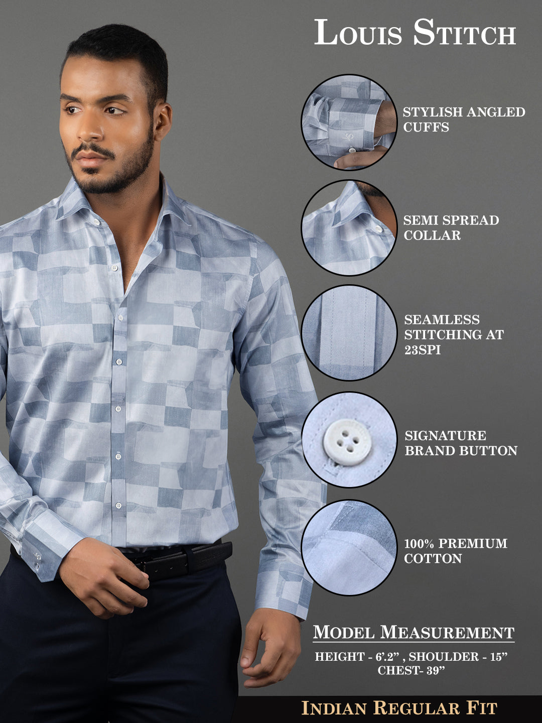 Men's Regular Fit Abstract Blue Formal Shirt