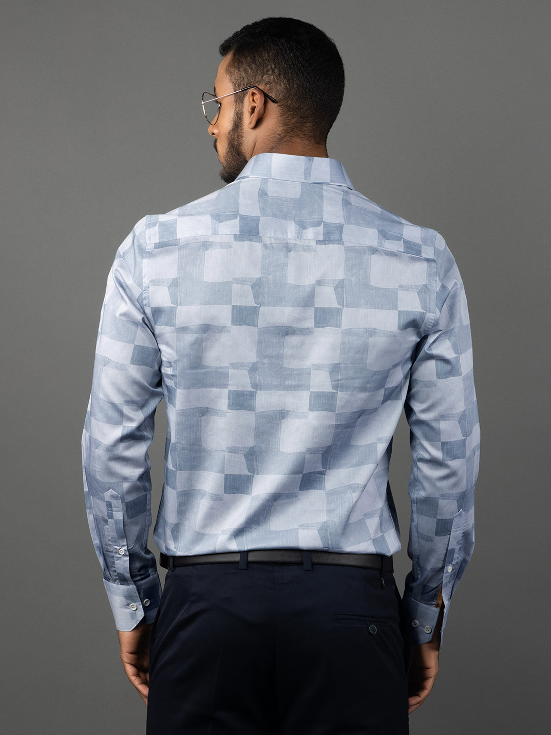 Men's Regular Fit Abstract Blue Formal Shirt