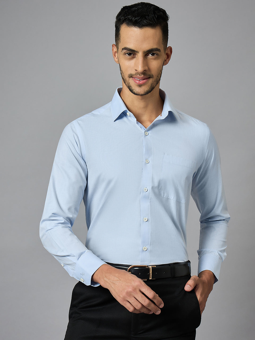 Men's Blue Full Sleeves Regular Fit Formal Shirt